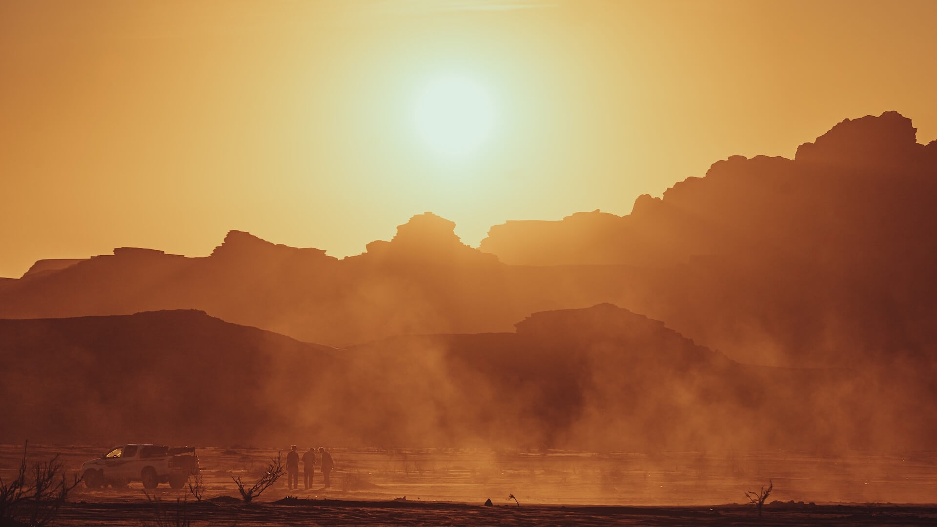 Zonsondergang in Wadi Rum